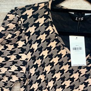 NWT Long Tall Sally Midi Dress | Houndstooth | Size US 8 UK 12 | Tall Sized